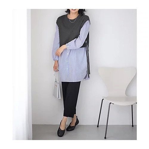 【エニー/ANY】のレイヤード風チュニック 人気、トレンドファッション・服の通販 founy(ファニー) 　ファッション　Fashion　レディースファッション　Fashion for Women　トップス・カットソー　Cut & Sew Tops　おすすめ　Recommended / Our Picks　コンビ　Combo, Combination Style　ストライプ　Stripe, Striped Pattern　チュニック　Tunic, Long Top　バランス　Balance, Style Balance　畦　Ribbed Knit　other-3|ID: prp329100004839049 ipo3291000000035261755