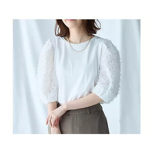 【エニー/ANY】のシルケットスムースジャガードスリーブプルオーバー インテリア・キッズ・メンズ・レディースファッション・服の通販 founy(ファニー) 　ファッション　Fashion　レディースファッション　Fashion for Women　トップス・カットソー　Cut & Sew Tops　カジュアルプルオーバー・ニットトップス　Pullovers & Knit Tops / Casual Pullovers　おすすめ　Recommended / Our Picks　インナー　Innerwear　シンプル　Simple, Minimal　スラックス　Slacks, Dress Pants　スリット　Slit, Slit Detail　デニム　Denim, Jeans Material　トレンド　Trend, Trending Now　ベーシック　Basic, Essential　オフ|ID: prp329100004839054 ipo3291000000035261782