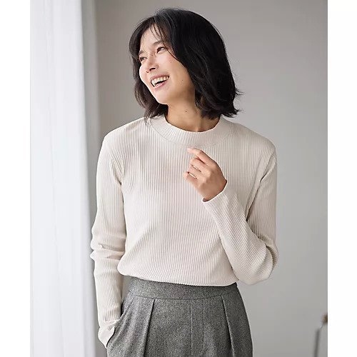 【エニー/ANY】のテレコハイネックロングスリーブTシャツ インテリア・キッズ・メンズ・レディースファッション・服の通販 founy(ファニー) 　ファッション　Fashion　レディースファッション　Fashion for Women　トップス・カットソー　Cut & Sew Tops　シャツ・ブラウス・オフィスカジュアル　Elegant Blouses & Button-Ups　ロングTシャツ・Tシャツ　Longline T-Shirts & Tees　おすすめ　Recommended / Our Picks　インナー　Innerwear　コンパクト　Compact, Small Size　シンプル　Simple, Minimal　ジャケット　Jacket, Outerwear　テレコ　Ribbed, Rib Stitch　ハイネック　High Neck, Mock Neck　フィット　Fit, Slim Fit　ロング　Long, Long-Length　グレージュ|ID: prp329100004839064 ipo3291000000035261842