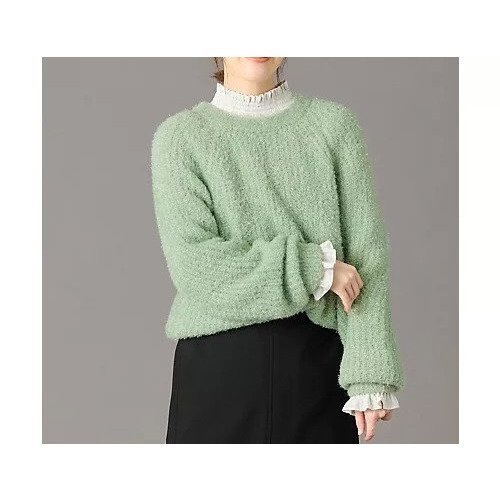 【エニー/ANY】のカーリーファンシーニット インテリア・キッズ・メンズ・レディースファッション・服の通販 founy(ファニー) 　ファッション　Fashion　レディースファッション　Fashion for Women　トップス・カットソー　Cut & Sew Tops　ニット　Knit Tops & Sweaters　おすすめ　Recommended / Our Picks　インナー　Innerwear　コンパクト　Compact, Small Size　デニム　Denim, Jeans Material　バランス　Balance, Style Balance　エレガント 上品　Elegant　畦　Ribbed Knit　グリーン|ID: prp329100004839071 ipo3291000000036285000