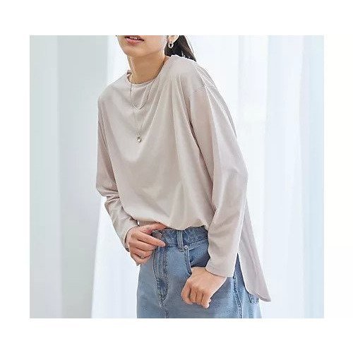 【エニー/ANY】のシア―ラウンドネックTシャツ インテリア・キッズ・メンズ・レディースファッション・服の通販 founy(ファニー) ファッション Fashion レディースファッション Fashion for Women トップス・カットソー Cut & Sew Tops シャツ・ブラウス・オフィスカジュアル Elegant Blouses & Button-Ups ロングTシャツ・Tシャツ Longline T-Shirts & Tees インナー Innerwear シアー Sheer, See-Through シンプル Simple, Minimal デニム Denim, Jeans Material トレンド Trend, Trending Now ラウンド Round, Round Neck ロング Long, Long-Length 洗える Machine Washable ライトグレー|ID: prp329100004839077 ipo3291000000035300970