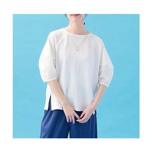 【エニー/ANY】のサッカーランタンスリーブプルオーバー インテリア・キッズ・メンズ・レディースファッション・服の通販 founy(ファニー) ファッション Fashion レディースファッション Fashion for Women トップス・カットソー Cut & Sew Tops カジュアルプルオーバー・ニットトップス Pullovers & Knit Tops / Casual Pullovers サッカー Seersucker, Summer Fabric スリット Slit, Slit Detail スリーブ Sleeve, Long Sleeve / Short Sleeve デニム Denim, Jeans Material トレンド Trend, Trending Now フラット Flat, Flat Shoes オフ|ID: prp329100004839089 ipo3291000000035261976