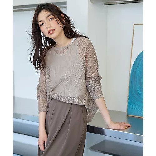 【エニー/ANY】のメッシュニットプルオーバー インテリア・キッズ・メンズ・レディースファッション・服の通販 founy(ファニー) 　ファッション　Fashion　レディースファッション　Fashion for Women　トップス・カットソー　Cut & Sew Tops　ニット　Knit Tops & Sweaters　カジュアルプルオーバー・ニットトップス　Pullovers & Knit Tops / Casual Pullovers　おすすめ　Recommended / Our Picks　インナー　Innerwear　キャミ　Camisole, Cami Top　タンク　Tank Top, Sleeveless Top　デニム　Denim, Jeans Material　メッシュ　Mesh, Net Fabric　ラウンド　Round, Round Neck　ワイド　Wide, Wide Fit　エレガント 上品　Elegant　夏　Summer　春　Spring　S/S・春夏　SS, Spring/Summer, Warm Season　サンドベージュ|ID: prp329100004839094 ipo3291000000036304947
