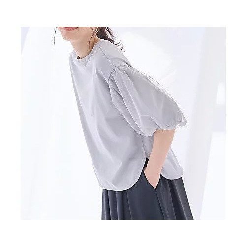 【エニー/ANY】のエニィファンクションバルーンスリーブTシャツ 人気、トレンドファッション・服の通販 founy(ファニー) 　ファッション　Fashion　レディースファッション　Fashion for Women　トップス・カットソー　Cut & Sew Tops　シャツ・ブラウス・オフィスカジュアル　Elegant Blouses & Button-Ups　ロングTシャツ・Tシャツ　Longline T-Shirts & Tees　シアー　Sheer, See-Through　チュール　Tulip, Tulip Motif　デニム　Denim, Jeans Material　バルーン　Balloon, Balloon Silhouette　フェミニン　Feminine, Girly　ラウンド　Round, Round Neck　夏　Summer　other-3|ID: prp329100004839096 ipo3291000000035293803