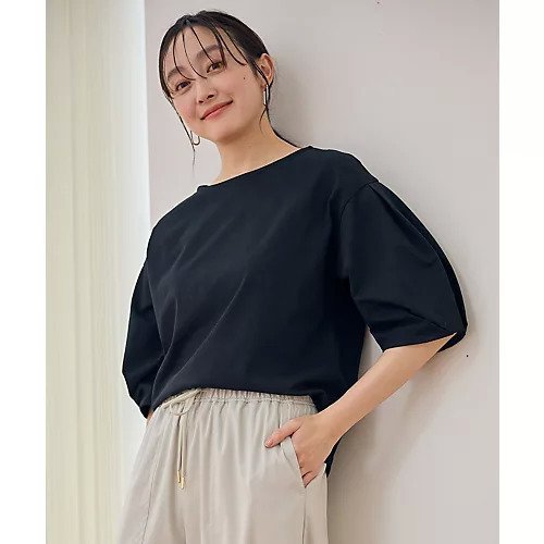 【エニー/ANY】のタックスリーブカットソー インテリア・キッズ・メンズ・レディースファッション・服の通販 founy(ファニー) 　ファッション　Fashion　レディースファッション　Fashion for Women　トップス・カットソー　Cut & Sew Tops　カットソー・ベーシックTシャツ　Cut-and-Sewn Tops / Stretch Tees & Basics　おすすめ　Recommended / Our Picks　インナー　Innerwear　サロペット　Overalls, Salopette　ストレッチ　Stretch, Stretchy Fabric　デニム　Denim, Jeans Material　フェミニン　Feminine, Girly　フォルム　Silhouette, Form　ブラック|ID: prp329100004839099 ipo3291000000035262058