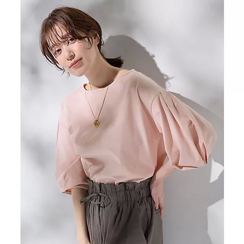 【エニー/ANY】のタックスリーブカットソー インテリア・キッズ・メンズ・レディースファッション・服の通販 founy(ファニー) 　ファッション　Fashion　レディースファッション　Fashion for Women　トップス・カットソー　Cut & Sew Tops　カットソー・ベーシックTシャツ　Cut-and-Sewn Tops / Stretch Tees & Basics　おすすめ　Recommended / Our Picks　インナー　Innerwear　サロペット　Overalls, Salopette　ストレッチ　Stretch, Stretchy Fabric　デニム　Denim, Jeans Material　フェミニン　Feminine, Girly　フォルム　Silhouette, Form　ピンク|ID: prp329100004839099 ipo3291000000035262059