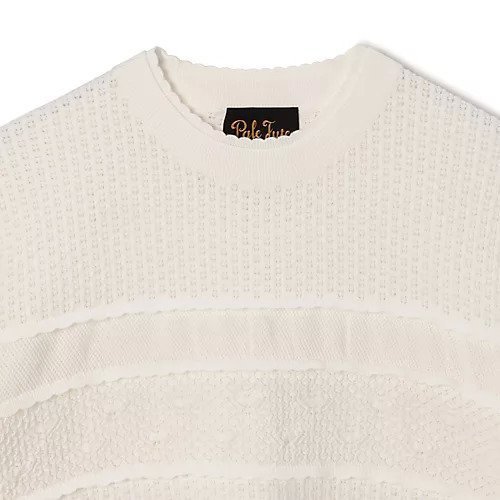 【ペールジュート/Pale Jute】のLace Border Knit 人気、トレンドファッション・服の通販 founy(ファニー) 　ファッション　Fashion　レディースファッション　Fashion for Women　トップス・カットソー　Cut & Sew Tops　ニット　Knit Tops & Sweaters　ボーダー　Border, Stripe　ラウンド　Round, Round Neck　レース　Lace, Lace Fabric　半袖　Short Sleeve, Half Sleeve　洗える　Machine Washable　other-3|ID: prp329100004839282 ipo3291000000035434956