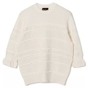 【ペールジュート/Pale Jute】 Lace Border Knit人気、トレンドファッション・服の通販 founy(ファニー) ファッション Fashion レディースファッション Fashion for Women トップス・カットソー Cut & Sew Tops ニット Knit Tops & Sweaters ボーダー Border, Stripe ラウンド Round, Round Neck レース Lace, Lace Fabric 半袖 Short Sleeve, Half Sleeve 洗える Machine Washable |ID:prp329100004839282