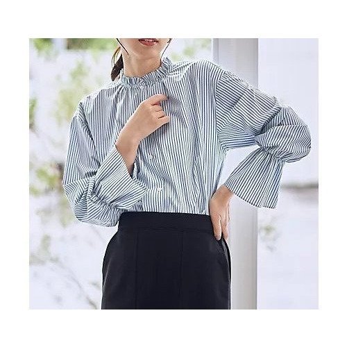 【エニー/ANY】のエニィファンクションハイネックブラウス 人気、トレンドファッション・服の通販 founy(ファニー) 　ファッション　Fashion　レディースファッション　Fashion for Women　トップス・カットソー　Cut & Sew Tops　シャツ・ブラウス・オフィスカジュアル　Elegant Blouses & Button-Ups　インナー　Innerwear　抗菌　Antibacterial, Bacteria-Resistant　スウェット / スエット　Sweatshirt, Sweatwear　ストライプ　Stripe, Striped Pattern　デニム　Denim, Jeans Material　定番　Standard, Basic Item　ハイネック　High Neck, Mock Neck　フリル　Frill, Ruffle　ベーシック　Basic, Essential　リラックス　Relax, Relaxed Fit　おすすめ　Recommended / Our Picks　 other-1|ID: prp329100004839393 ipo3291000000035311581