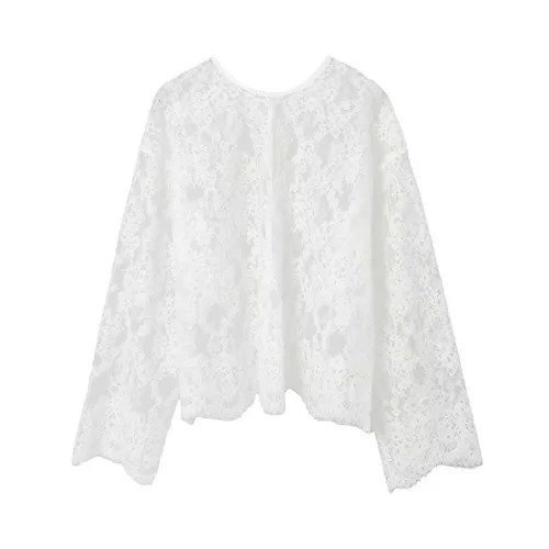 【マルティニーク/martinique】のレース2WAYブラウス インテリア・キッズ・メンズ・レディースファッション・服の通販 founy(ファニー) 　ファッション　Fashion　レディースファッション　Fashion for Women　トップス・カットソー　Cut & Sew Tops　シャツ・ブラウス・オフィスカジュアル　Elegant Blouses & Button-Ups　おすすめ　Recommended / Our Picks　ギャザー　Gathered, Ruffled　スカラップ　Scallop, Scalloped Edge　デニム　Denim, Jeans Material　フロント　Front, Front Design　レース　Lace, Lace Fabric　ワイド　Wide, Wide Fit　エレガント 上品　Elegant　羽織　Haori, Light Jacket　ホワイト|ID: prp329100004839404 ipo3291000000036287312