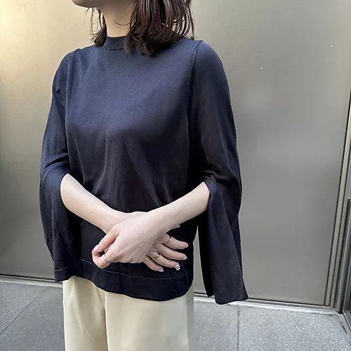 【エクラ/eclat】のシルク100%スリットスリーブニット 人気、トレンドファッション・服の通販 founy(ファニー) 　ファッション　Fashion　レディースファッション　Fashion for Women　トップス・カットソー　Cut & Sew Tops　ニット　Knit Tops & Sweaters　シルク　Silk, 100% Silk　スリット　Slit, Slit Detail　デニム　Denim, Jeans Material　ボトム　Bottoms, Lower Wear　エレガント 上品　Elegant　別注　Limited Edition, Custom Order　other-3|ID: prp329100004840435 ipo3291000000036313356