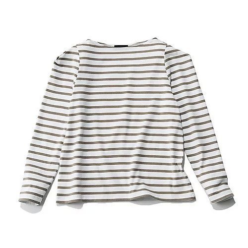 【エムセブンデイズ/M7days】の【東原妙子さんコラボ】【洗える】パワショル長袖Tシャツ インテリア・キッズ・メンズ・レディースファッション・服の通販 founy(ファニー) 　ファッション　Fashion　レディースファッション　Fashion for Women　トップス・カットソー　Cut & Sew Tops　シャツ・ブラウス・オフィスカジュアル　Elegant Blouses & Button-Ups　ロングTシャツ・Tシャツ　Longline T-Shirts & Tees　洗える　Machine Washable　コラボ　Collaboration, Collab　コンパクト　Compact, Small Size　ショルダー　Shoulder, Shoulder Strap　トレンド　Trend, Trending Now　長袖　Long Sleeve, Full Sleeve　ボーダー　Border, Stripe　無地　Plain, Solid Color　ホワイト×ベージュボーダー|ID: prp329100004840573 ipo3291000000035310527