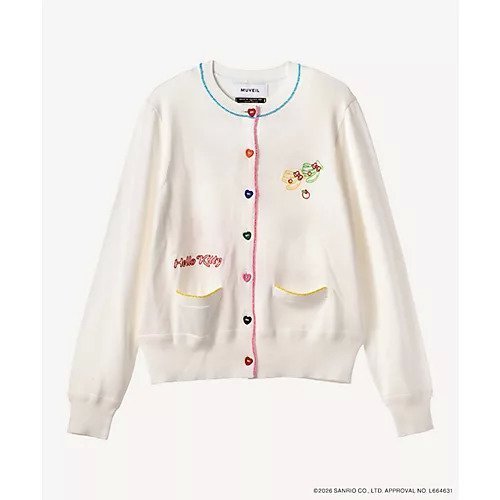 【ミュベール/MUVEIL】のサンリオキャラクターズコラボ ハローキティ カーディガン 人気、トレンドファッション・服の通販 founy(ファニー) 　ファッション　Fashion　レディースファッション　Fashion for Women　トップス・カットソー　Cut & Sew Tops　カーディガン・羽織り　Layered Style Cardigans　カーディガン　Cardigan, Knitwear　グログラン　Grosgrain, Grosgrain Ribbon　ベーシック　Basic, Essential　ポケット　Pocket, Pocket Detail　other-3|ID: prp329100004840580 ipo3291000000036304400