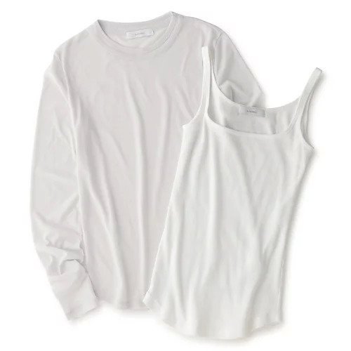 【スアデオ/suadeo】のシアートップスインナータンクセット インテリア・キッズ・メンズ・レディースファッション・服の通販 founy(ファニー) 　ファッション　Fashion　レディースファッション　Fashion for Women　トップス・カットソー　Cut & Sew Tops　シアー　Sheer, See-Through　タンク　Tank Top, Sleeveless Top　ベーシック　Basic, Essential　洗える　Machine Washable　ライトグレーXオフホワイト|ID: prp329100004844572 ipo3291000000035318020