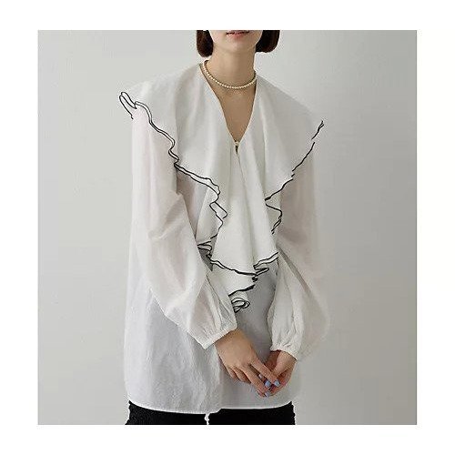 【ウィムガゼット/Whim Gazette】のローンフリルブラウス インテリア・キッズ・メンズ・レディースファッション・服の通販 founy(ファニー) 　ファッション　Fashion　レディースファッション　Fashion for Women　トップス・カットソー　Cut & Sew Tops　シャツ・ブラウス・オフィスカジュアル　Elegant Blouses & Button-Ups　2026年　2026　インナー　Innerwear　デニム　Denim, Jeans Material　バランス　Balance, Style Balance　フェミニン　Feminine, Girly　フリル　Frill, Ruffle　ボトム　Bottoms, Lower Wear　エレガント 上品　Elegant　夏　Summer　春　Spring　S/S・春夏　SS, Spring/Summer, Warm Season　オフホワイト|ID: prp329100004847710 ipo3291000000035416204