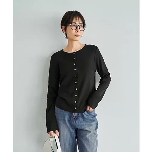 【スタイルデリ/STYLE DELI】のメロウ裾カーデ型テレコトップス インテリア・キッズ・メンズ・レディースファッション・服の通販 founy(ファニー) 　ファッション　Fashion　レディースファッション　Fashion for Women　トップス・カットソー　Cut & Sew Tops　インナー　Innerwear　カットソー　Cut and Sewn Top　サロペット　Overalls, Salopette　ジャケット　Jacket, Outerwear　ストレート　Straight, Straight Cut　スリット　Slit, Slit Detail　タンク　Tank Top, Sleeveless Top　定番　Standard, Basic Item　ノースリーブ　Sleeveless, No-Sleeve　長袖　Long Sleeve, Full Sleeve　バランス　Balance, Style Balance　パール　Pearl, Pearl Accent　フロント　Front, Front Design　おすすめ　Recommended / Our Picks　ブラック|ID: prp329100004848398 ipo3291000000035577290