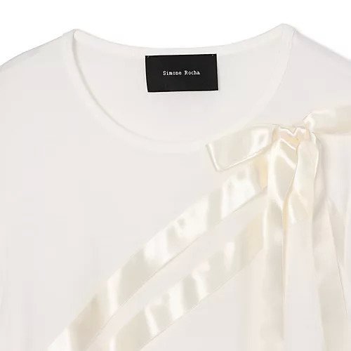 【シモーン ロシャ/SIMONE ROCHA】のBOW SASH EASY T-SHIRT 人気、トレンドファッション・服の通販 founy(ファニー) 　ファッション　Fashion　レディースファッション　Fashion for Women　トップス・カットソー　Cut & Sew Tops　シャツ・ブラウス・オフィスカジュアル　Elegant Blouses & Button-Ups　ロングTシャツ・Tシャツ　Longline T-Shirts & Tees　シアー　Sheer, See-Through　バランス　Balance, Style Balance　フロント　Front, Front Design　ボックス　Boxy, Box Shape　リボン　Ribbon, Bow　半袖　Short Sleeve, Half Sleeve　洗える　Machine Washable　other-3|ID: prp329100004848412 ipo3291000000036049199