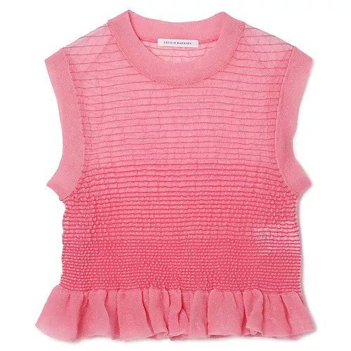 【セシリー バンセン/CECILIE BAHNSEN】のCELIA VEST SHEER SUMMER KNIT インテリア・キッズ・メンズ・レディースファッション・服の通販 founy(ファニー) 　ファッション　Fashion　レディースファッション　Fashion for Women　アウター　Coat / Outerwear Collection　トップス・カットソー　Cut & Sew Tops　ニット　Knit Tops & Sweaters　ベスト&ジレ / 重ね着スタイル　Vests & Gilets　インナー　Innerwear　シアー　Sheer, See-Through　ノースリーブ　Sleeveless, No-Sleeve　フリル　Frill, Ruffle　夏　Summer　PINK|ID: prp329100004848414 ipo3291000000035850147