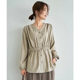 【スタイルデリ/STYLE DELI】の【LUXE】ピーチスキンウエストマークギャザーブラウス 人気、トレンドファッション・服の通販 founy(ファニー) ファッション Fashion レディースファッション Fashion for Women トップス・カットソー Cut & Sew Tops シャツ・ブラウス・オフィスカジュアル Elegant Blouses & Button-Ups イエロー Yellow インナー Innerwear 春 Spring 秋 Autumn ギャザー Gathered, Ruffled サテン Satin, Glossy Fabric シンプル Simple, Minimal ジャケット Jacket, Outerwear スリット Slit, Slit Detail なめらか Smooth, Silky Texture 長袖 Long Sleeve, Full Sleeve バランス Balance, Style Balance ピーチ Peach, Soft Touch フレア Flare, Flared ポケット Pocket, Pocket Detail |ID:prp329100004851314