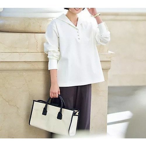 【トゥエルブクローゼット/12closet】の【高橋夏果さんコラボ】【洗える】ブラウス見えセーラーカットソー 人気、トレンドファッション・服の通販 founy(ファニー) ファッション Fashion レディースファッション Fashion for Women トップス・カットソー Cut & Sew Tops シャツ・ブラウス・オフィスカジュアル Elegant Blouses & Button-Ups カットソー・ベーシックTシャツ Cut-and-Sewn Tops / Stretch Tees & Basics なめらか Smooth, Silky Texture カットソー Cut and Sewn Top コラボ Collaboration, Collab スリット Slit, Slit Detail バランス Balance, Style Balance ボトム Bottoms, Lower Wear ミドル Middle Length, Mid Height エレガント 上品 Elegant 夏 Summer 洗える Machine Washable other-2|ID: prp329100004851320 ipo3291000000035852355