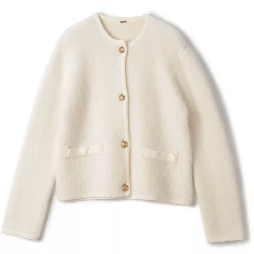 【ミラオーウェン/Mila Owen】のショート丈ニットジャケット インテリア・キッズ・メンズ・レディースファッション・服の通販 founy(ファニー) https://founy.com/ ファッション Fashion レディースファッション Fashion for Women アウター Coat / Outerwear Collection レディースジャケット・軽アウター Jackets カーディガン Cardigan, Knitwear コンパクト Compact, Small Size ショート Short, Short Length ジャケット Jacket, Outerwear バランス Balance, Style Balance フリル Frill, Ruffle ボトム Bottoms, Lower Wear ワイド Wide, Wide Fit ヴィンテージ Vintage Style |ID: prp329100004851322 ipo3291000000035921688