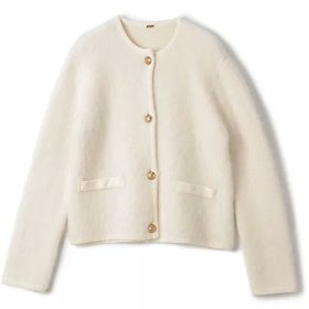 【ミラオーウェン/Mila Owen】のショート丈ニットジャケット 人気、トレンドファッション・服の通販 founy(ファニー) ファッション Fashion レディースファッション Fashion for Women アウター Coat / Outerwear Collection レディースジャケット・軽アウター Jackets カーディガン Cardigan, Knitwear コンパクト Compact, Small Size ショート Short, Short Length ジャケット Jacket, Outerwear バランス Balance, Style Balance フリル Frill, Ruffle ボトム Bottoms, Lower Wear ワイド Wide, Wide Fit ヴィンテージ Vintage Style |ID:prp329100004851322