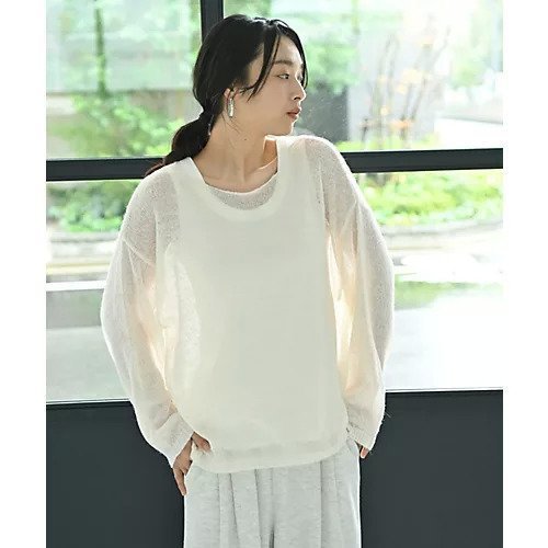 【スタイルデリ/STYLE DELI】の【BLK001】透かしモヘアプチボートネックプルオーバー インテリア・キッズ・メンズ・レディースファッション・服の通販 founy(ファニー) 　ファッション　Fashion　レディースファッション　Fashion for Women　トップス・カットソー　Cut & Sew Tops　カジュアルプルオーバー・ニットトップス　Pullovers & Knit Tops / Casual Pullovers　イエロー　Yellow　インナー　Innerwear　キャミ　Camisole, Cami Top　軽量　Lightweight, Ultra Light　透かし　Cut-Out, Lacework　タンク　Tank Top, Sleeveless Top　デコルテ　Décolleté, Neckline　バランス　Balance, Style Balance　ボトム　Bottoms, Lower Wear　リラックス　Relax, Relaxed Fit　ワイド　Wide, Wide Fit　アイボリー|ID: prp329100004851995 ipo3291000000035614958