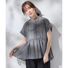 【エニー/ANY】の半袖ティアードブラウス チャコール×ストライプ|ID: prp329100004856927 ipo3291000000036289627