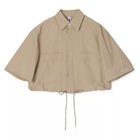 【その他のブランド/Other】のPocket Cropped Shirt 人気、トレンドファッション・服の通販 founy(ファニー) ファッション Fashion レディースファッション Fashion for Women トップス・カットソー Cut & Sew Tops シャツ・ブラウス・オフィスカジュアル Elegant Blouses & Button-Ups ストレッチ Stretch, Stretchy Fabric ドローコード Drawcord, Drawstring Cord ミックス Mix, Mixed Style モダン Modern, Contemporary 洗える Machine Washable thumbnail Beige|ID: prp329100004857454 ipo3291000000036051092