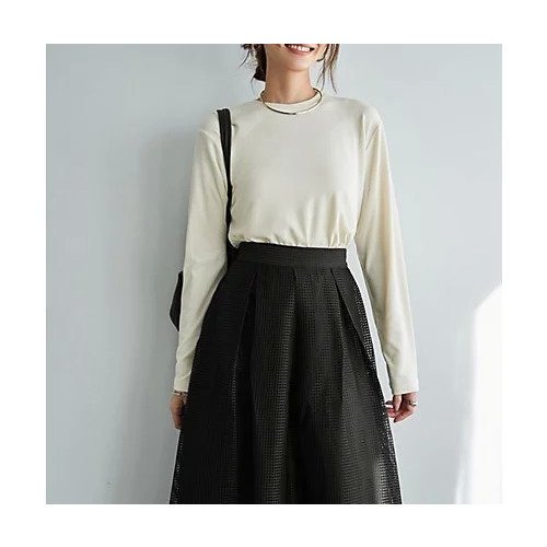 【スタイルデリ/STYLE DELI】の絶妙に緩いフワとろカットソートップス インテリア・キッズ・メンズ・レディースファッション・服の通販 founy(ファニー) 　ファッション　Fashion　レディースファッション　Fashion for Women　トップス・カットソー　Cut & Sew Tops　カットソー・ベーシックTシャツ　Cut-and-Sewn Tops / Stretch Tees & Basics　イエロー　Yellow　インナー　Innerwear　オレンジ　Orange　カットソー　Cut and Sewn Top　サロペット　Overalls, Salopette　ストライプ　Stripe, Striped Pattern　ストレート　Straight, Straight Cut　スリット　Slit, Slit Detail　とろみ　Fluid, Flowy Fabric　長袖　Long Sleeve, Full Sleeve　ベスト　Vest, Waistcoat　エクリュ|ID: prp329100004858949 ipo3291000000036050797