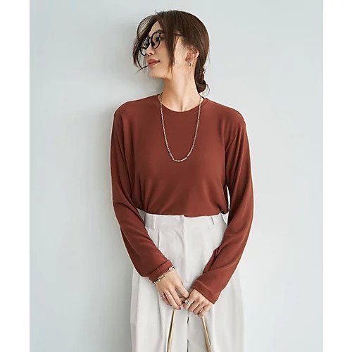 【スタイルデリ/STYLE DELI】の絶妙に緩いフワとろカットソートップス インテリア・キッズ・メンズ・レディースファッション・服の通販 founy(ファニー) 　ファッション　Fashion　レディースファッション　Fashion for Women　トップス・カットソー　Cut & Sew Tops　カットソー・ベーシックTシャツ　Cut-and-Sewn Tops / Stretch Tees & Basics　イエロー　Yellow　インナー　Innerwear　オレンジ　Orange　カットソー　Cut and Sewn Top　サロペット　Overalls, Salopette　ストライプ　Stripe, Striped Pattern　ストレート　Straight, Straight Cut　スリット　Slit, Slit Detail　とろみ　Fluid, Flowy Fabric　長袖　Long Sleeve, Full Sleeve　ベスト　Vest, Waistcoat　ブリック|ID: prp329100004858949 ipo3291000000036050799