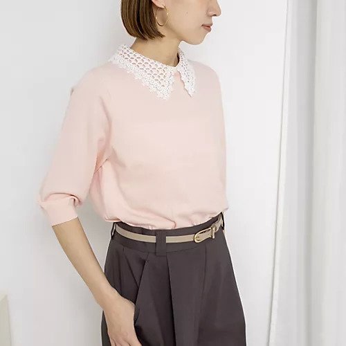 【ノーリーズ/NOLLEY'S】の《手洗い可能》襟レース取り外し6分袖プルオーバー インテリア・キッズ・メンズ・レディースファッション・服の通販 founy(ファニー) 　ファッション　Fashion　レディースファッション　Fashion for Women　トップス・カットソー　Cut & Sew Tops　カジュアルプルオーバー・ニットトップス　Pullovers & Knit Tops / Casual Pullovers　2025年　2025　2025-2026秋冬・A/W　Autumn/Winter 2025–26 AW25–26　2026年　2026　ストレッチ　Stretch, Stretchy Fabric　レース　Lace, Lace Fabric　エレガント 上品　Elegant　夏　Summer　春　Spring　S/S・春夏　SS, Spring/Summer, Warm Season　ベビーピンク|ID: prp329100004858952 ipo3291000000036050032