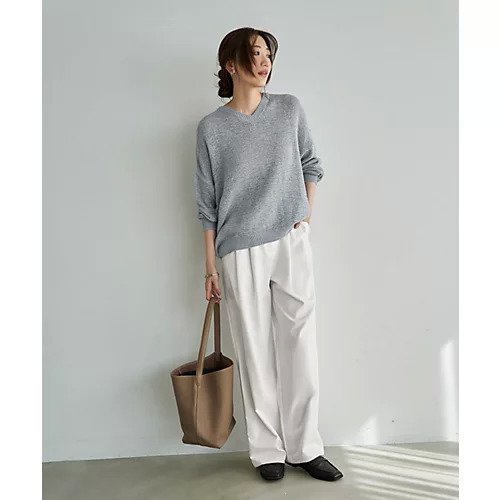 【スタイルデリ/STYLE DELI】の微シアーシャリ感Vネックニット 人気、トレンドファッション・服の通販 founy(ファニー) 　ファッション　Fashion　レディースファッション　Fashion for Women　トップス・カットソー　Cut & Sew Tops　ニット　Knit Tops & Sweaters　Vネックトップス　V-Neck Tops / V-Cut Neckline Shirts　イエロー　Yellow　インナー　Innerwear　春　Spring　カットソー　Cut and Sewn Top　シアー　Sheer, See-Through　シンプル　Simple, Minimal　スリット　Slit, Slit Detail　タンク　Tank Top, Sleeveless Top　定番　Standard, Basic Item　長袖　Long Sleeve, Full Sleeve　フィット　Fit, Slim Fit　半袖　Short Sleeve, Half Sleeve　S/S・春夏　SS, Spring/Summer, Warm Season　夏　Summer　エレガント 上品　Elegant　other-2|ID: prp329100004858953 ipo3291000000035921862