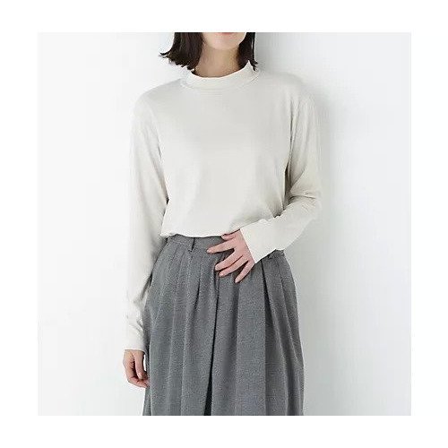 【ヒューマンウーマン/HUMAN WOMAN】の≪ウォーム素材≫コットンウォームカットソー インテリア・キッズ・メンズ・レディースファッション・服の通販 founy(ファニー) 　ファッション　Fashion　レディースファッション　Fashion for Women　トップス・カットソー　Cut & Sew Tops　カットソー・ベーシックTシャツ　Cut-and-Sewn Tops / Stretch Tees & Basics　おすすめ　Recommended / Our Picks　インナー　Innerwear　ウォーム　Warm Fabric　カットソー　Cut and Sewn Top　スリム　Slim, Slim Fit　ハイネック　High Neck, Mock Neck　長袖　Long Sleeve, Full Sleeve　エクリュ|ID: prp329100004861434 ipo3291000000036030724