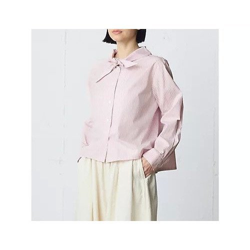 【ミディウミ/MidiUmi】のスカーフライクショートシャツ 人気、トレンドファッション・服の通販 founy(ファニー) 　ファッション　Fashion　レディースファッション　Fashion for Women　トップス・カットソー　Cut & Sew Tops　シャツ・ブラウス・オフィスカジュアル　Elegant Blouses & Button-Ups　おすすめ　Recommended / Our Picks　オケージョン　Occasion Wear　ジャケット　Jacket, Outerwear　スカーフ　Scarf, Neckwear　ストライプ　Stripe, Striped Pattern　ブロード　Broadcloth, Fine Cotton　メンズ　Men's, Menswear　春　Spring　other-3|ID: prp329100004861729 ipo3291000000036051283