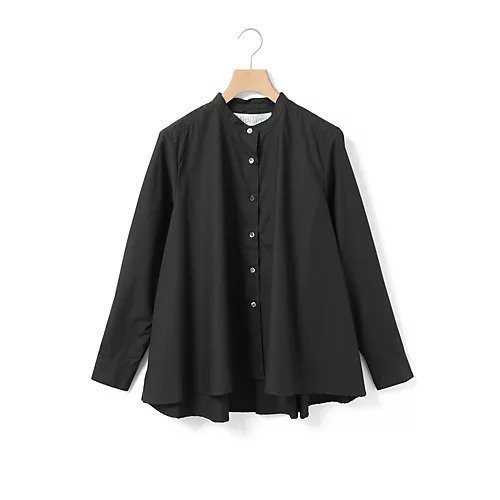 【ミディウミ/MidiUmi】のAラインバンドカラーシャツ インテリア・キッズ・メンズ・レディースファッション・服の通販 founy(ファニー) 　ファッション　Fashion　レディースファッション　Fashion for Women　トップス・カットソー　Cut & Sew Tops　シャツ・ブラウス・オフィスカジュアル　Elegant Blouses & Button-Ups　タイプライター　Typewriter Fabric, Crisp Cotton　ヨーク　Yoke, Yoke Design　今季　This Season, Current Season　定番　Standard, Basic Item　ブラック|ID: prp329100004861738 ipo3291000000036051484