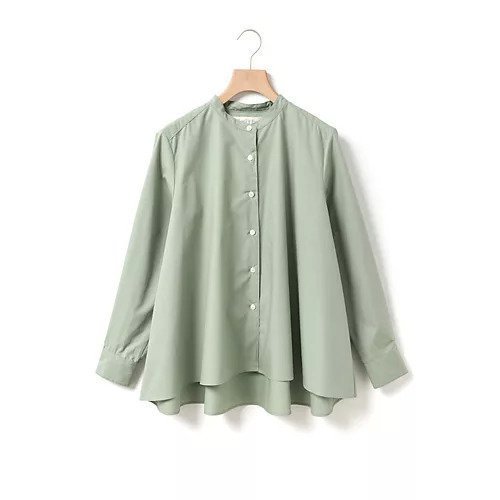 【ミディウミ/MidiUmi】のAラインバンドカラーシャツ インテリア・キッズ・メンズ・レディースファッション・服の通販 founy(ファニー) 　ファッション　Fashion　レディースファッション　Fashion for Women　トップス・カットソー　Cut & Sew Tops　シャツ・ブラウス・オフィスカジュアル　Elegant Blouses & Button-Ups　タイプライター　Typewriter Fabric, Crisp Cotton　ヨーク　Yoke, Yoke Design　今季　This Season, Current Season　定番　Standard, Basic Item　グリーン|ID: prp329100004861738 ipo3291000000036051487