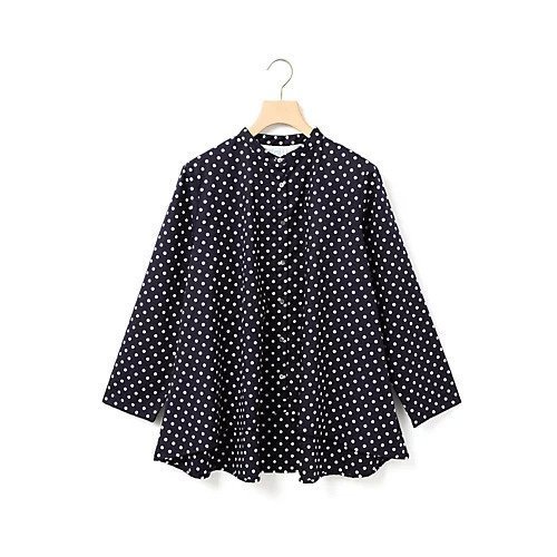 【ミディウミ/MidiUmi】のドットシャツ インテリア・キッズ・メンズ・レディースファッション・服の通販 founy(ファニー) 　ファッション　Fashion　レディースファッション　Fashion for Women　トップス・カットソー　Cut & Sew Tops　シャツ・ブラウス・オフィスカジュアル　Elegant Blouses & Button-Ups　ドット　Polka Dot, Dot Pattern　ブロード　Broadcloth, Fine Cotton　ワイド　Wide, Wide Fit　人気　Popular, Best Seller　今季　This Season, Current Season　ネイビー|ID: prp329100004861739 ipo3291000000036051503
