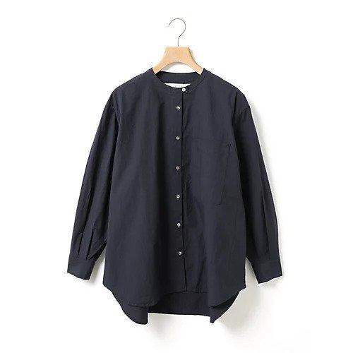 【ミディウミ/MidiUmi】のスタンドカラービッグシャツ インテリア・キッズ・メンズ・レディースファッション・服の通販 founy(ファニー) ファッション Fashion レディースファッション Fashion for Women トップス・カットソー Cut & Sew Tops シャツ・ブラウス・オフィスカジュアル Elegant Blouses & Button-Ups タイプライター Typewriter Fabric, Crisp Cotton バランス Balance, Style Balance パッチ Patch, Appliqué ベーシック Basic, Essential ポケット Pocket, Pocket Detail ワッシャー Washer, Crinkled Finish ネイビー|ID: prp329100004861744 ipo3291000000036051563