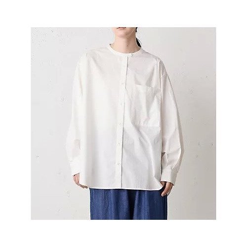 【ミディウミ/MidiUmi】のスタンドカラービッグシャツ インテリア・キッズ・メンズ・レディースファッション・服の通販 founy(ファニー) ファッション Fashion レディースファッション Fashion for Women トップス・カットソー Cut & Sew Tops シャツ・ブラウス・オフィスカジュアル Elegant Blouses & Button-Ups タイプライター Typewriter Fabric, Crisp Cotton バランス Balance, Style Balance パッチ Patch, Appliqué ベーシック Basic, Essential ポケット Pocket, Pocket Detail ワッシャー Washer, Crinkled Finish オフホワイト|ID: prp329100004861744 ipo3291000000036051564