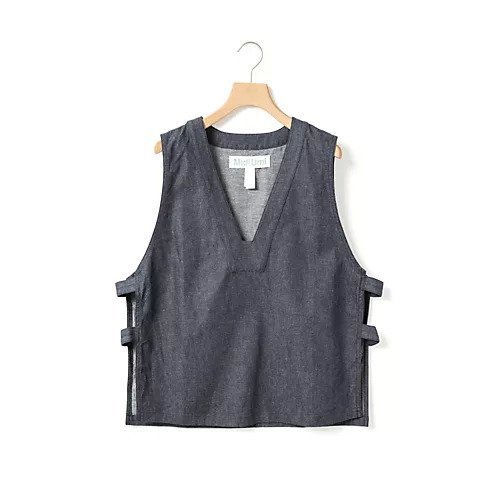 【ミディウミ/MidiUmi】のデニムサイドストラップベスト インテリア・キッズ・メンズ・レディースファッション・服の通販 founy(ファニー) 　ファッション　Fashion　レディースファッション　Fashion for Women　アウター　Coat / Outerwear Collection　トップス・カットソー　Cut & Sew Tops　ベスト&ジレ / 重ね着スタイル　Vests & Gilets　デニム　Denim, Jeans Material　ベスト　Vest, Waistcoat　ネイビー|ID: prp329100004861746 ipo3291000000036051582