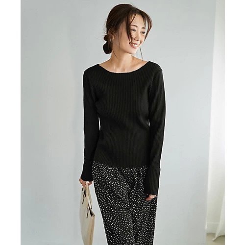 【スタイルデリ/STYLE DELI】の袖口折り返しボートネックリブトップス インテリア・キッズ・メンズ・レディースファッション・服の通販 founy(ファニー) 　ファッション　Fashion　レディースファッション　Fashion for Women　トップス・カットソー　Cut & Sew Tops　イエロー　Yellow　オレンジ　Orange　カットソー　Cut and Sewn Top　シンプル　Simple, Minimal　ストレート　Straight, Straight Cut　スリット　Slit, Slit Detail　定番　Standard, Basic Item　人気　Popular, Best Seller　長袖　Long Sleeve, Full Sleeve　夏　Summer　ブラック|ID: prp329100004863024 ipo3291000000036151357