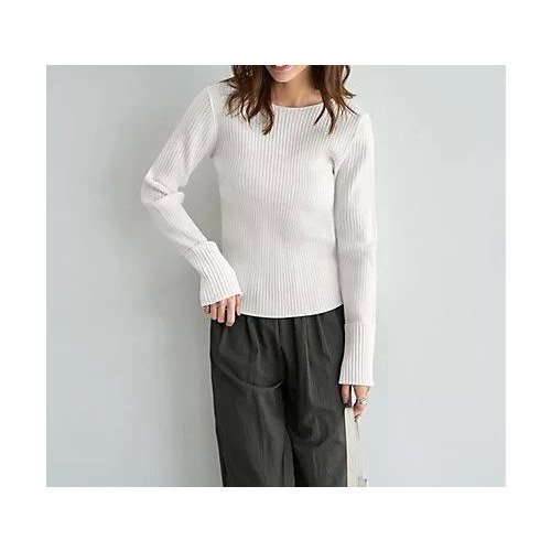 【スタイルデリ/STYLE DELI】の袖口折り返しボートネックリブトップス インテリア・キッズ・メンズ・レディースファッション・服の通販 founy(ファニー) 　ファッション　Fashion　レディースファッション　Fashion for Women　トップス・カットソー　Cut & Sew Tops　イエロー　Yellow　オレンジ　Orange　カットソー　Cut and Sewn Top　シンプル　Simple, Minimal　ストレート　Straight, Straight Cut　スリット　Slit, Slit Detail　定番　Standard, Basic Item　人気　Popular, Best Seller　長袖　Long Sleeve, Full Sleeve　夏　Summer　ホワイト|ID: prp329100004863024 ipo3291000000036151358