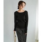 【スタイルデリ/STYLE DELI】の袖口折り返しボートネックリブトップス ブラック|ID: prp329100004863024 ipo3291000000036304548