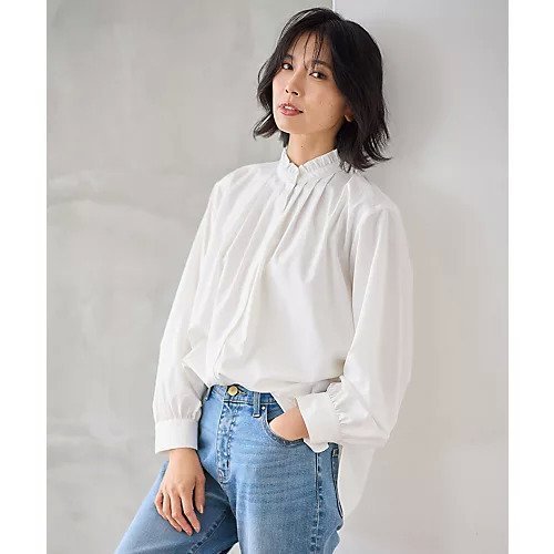 【エニー/ANY】のスタンドネックブラウス 人気、トレンドファッション・服の通販 founy(ファニー) 　ファッション　Fashion　レディースファッション　Fashion for Women　トップス・カットソー　Cut & Sew Tops　シャツ・ブラウス・オフィスカジュアル　Elegant Blouses & Button-Ups　インナー　Innerwear　ストライプ　Stripe, Striped Pattern　フリル　Frill, Ruffle　ベーシック　Basic, Essential　ビジネス 仕事 通勤　Business / Work / Commuting　定番　Standard, Basic Item　抗菌　Antibacterial, Bacteria-Resistant　 other-1|ID: prp329100004863625 ipo3291000000036173577