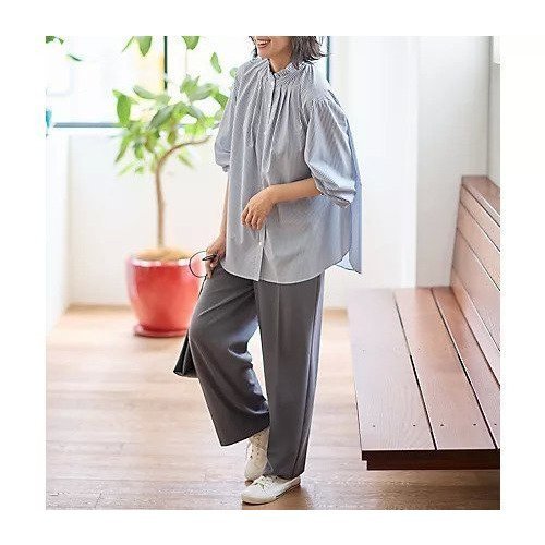 【エニー/ANY】のスタンドネックブラウス 人気、トレンドファッション・服の通販 founy(ファニー) 　ファッション　Fashion　レディースファッション　Fashion for Women　トップス・カットソー　Cut & Sew Tops　シャツ・ブラウス・オフィスカジュアル　Elegant Blouses & Button-Ups　インナー　Innerwear　ストライプ　Stripe, Striped Pattern　フリル　Frill, Ruffle　ベーシック　Basic, Essential　ビジネス 仕事 通勤　Business / Work / Commuting　定番　Standard, Basic Item　抗菌　Antibacterial, Bacteria-Resistant　other-3|ID: prp329100004863625 ipo3291000000036173580