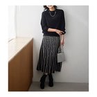 【エニー/ANY】の【洗濯機可/ウエストゴム】ニットセットアップII 人気、トレンドファッション・服の通販 founy(ファニー) ファッション Fashion レディースファッション Fashion for Women トップス・カットソー Cut & Sew Tops ニット Knit Tops & Sweaters なめらか Smooth, Silky Texture ストライプ Stripe, Striped Pattern セットアップ Set-Up, Coordinated Outfit フレア Flare, Flared ボトルネック Bottle Neck, Mock Neck ラウンド Round, Round Neck 畦 Ribbed Knit thumbnail ブラック|ID: prp329100004863626 ipo3291000000036173582