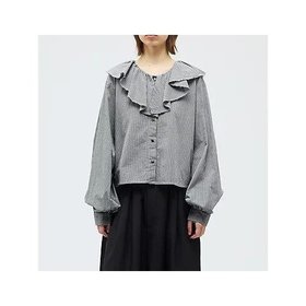 【ミズイロ インド/mizuiro ind】のチェックフリルギャザーカラーシャツ 人気、トレンドファッション・服の通販 founy(ファニー) ファッション Fashion レディースファッション Fashion for Women トップス・カットソー Cut & Sew Tops シャツ・ブラウス・オフィスカジュアル Elegant Blouses & Button-Ups インナー Innerwear ギンガム Gingham, Gingham Fabric チェック Check, Plaid, Tartan フリル Frill, Ruffle モノトーン Monotone, Black and White 人気 Popular, Best Seller 今季 This Season, Current Season |ID:prp329100004864163