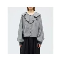 【ミズイロ インド/mizuiro ind】のチェックフリルギャザーカラーシャツ 人気、トレンドファッション・服の通販 founy(ファニー) ファッション Fashion レディースファッション Fashion for Women トップス・カットソー Cut & Sew Tops シャツ・ブラウス・オフィスカジュアル Elegant Blouses & Button-Ups インナー Innerwear ギンガム Gingham, Gingham Fabric チェック Check, Plaid, Tartan フリル Frill, Ruffle モノトーン Monotone, Black and White 人気 Popular, Best Seller 今季 This Season, Current Season |ID:prp329100004864163