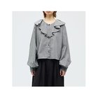 【ミズイロ インド/mizuiro ind】のチェックフリルギャザーカラーシャツ ブラック|ID: prp329100004864163 ipo3291000000036287964
